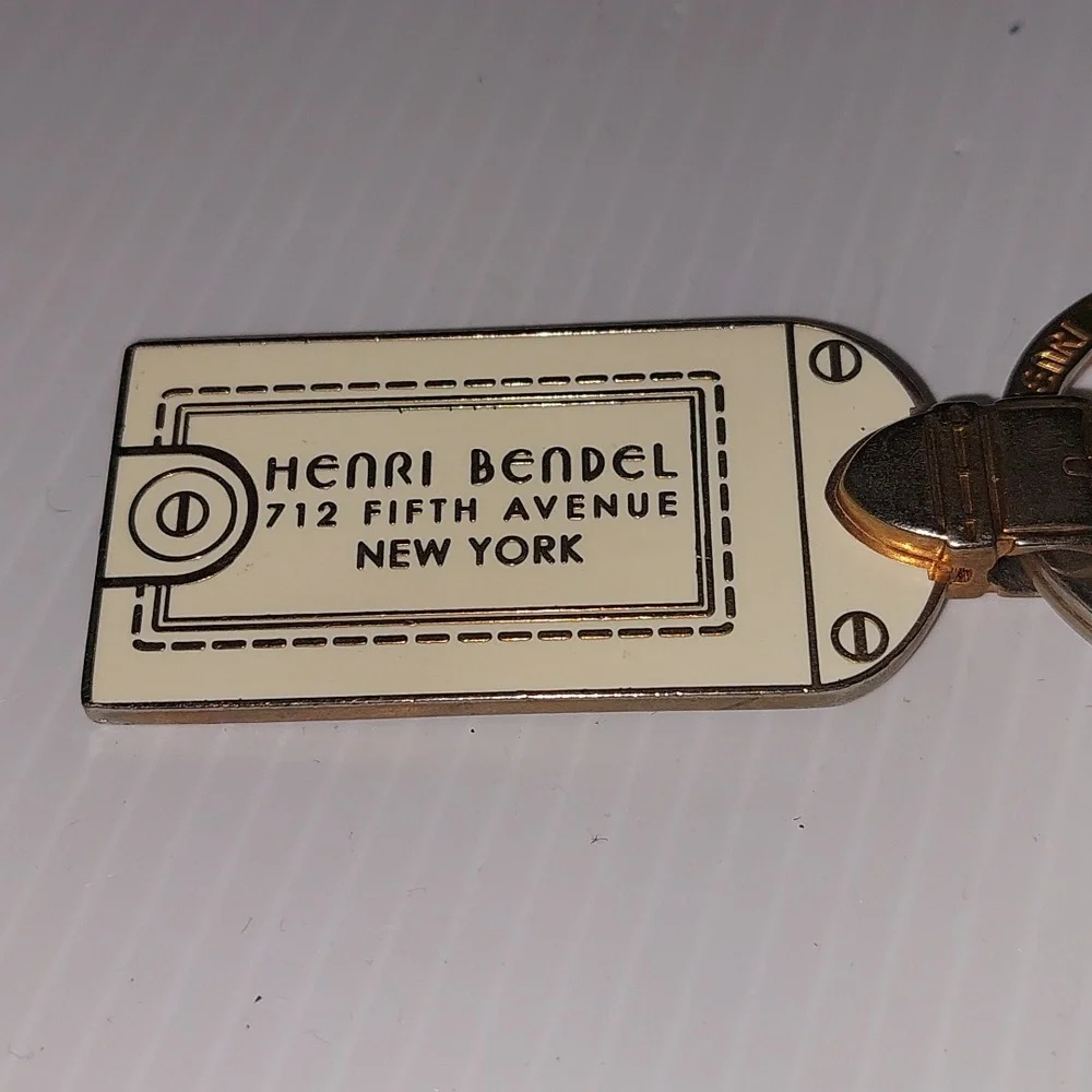Henri Bendel Gold and White Tag Keychain.Rare Find